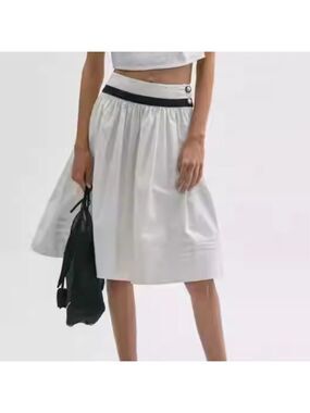 Marchen Speckled Full Skirt In Cream & Navy Size Medium